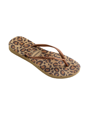 Tongs Léopard Beiges Et Marron - Slim Animals Beige