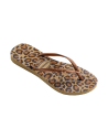 Beżowo-Brązowe Klapki Leoparda - Slim Animals Beige
