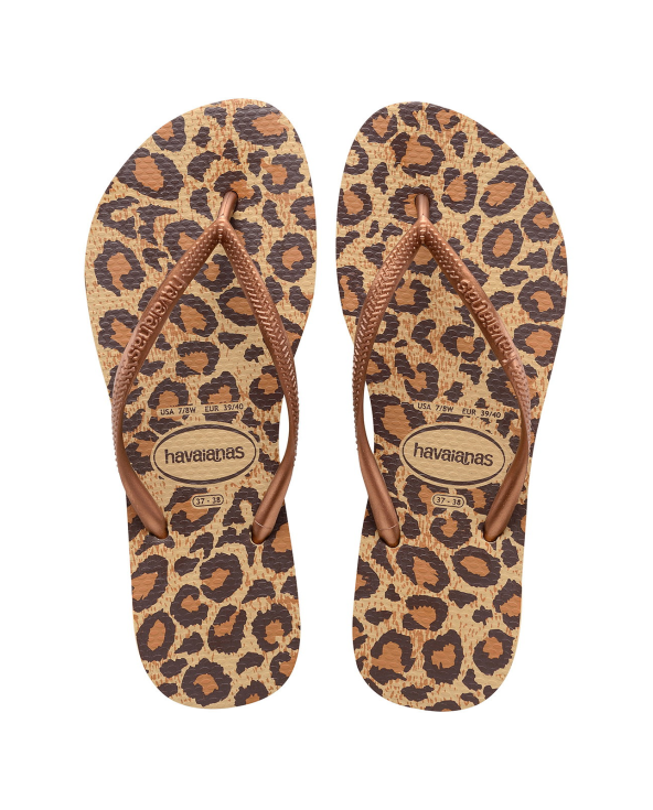 Tongs Léopard Beiges Et Marron - Slim Animals...