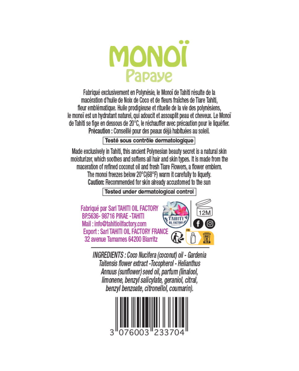 Papaya Με Monoi De Tahiti, Συσκευασία Με...
