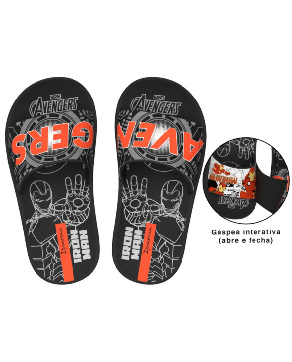 Ipanema Avengers Slide Preto Cinza Laranja