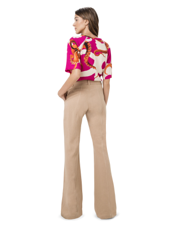 Belted Beige Flare Trousers - Calca Abertura Flare 2
