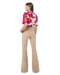 Pantalon Flare Beige Ceinturé - Calca Abertura Flare