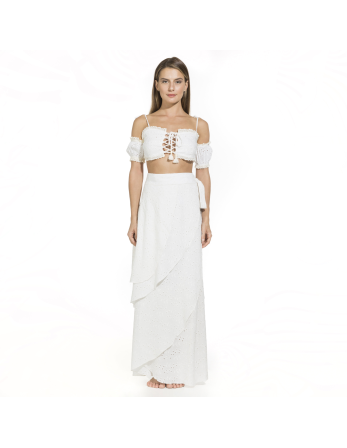 Long Beach Skirt With Embroidery - Frida Off White