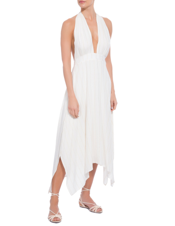 Lang Ecrufarvet Strandkjole Med Nålestriber - Vestido... 2