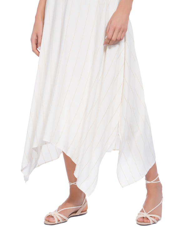 Lång, Beige Strandklänning Med Ränder - Vestido...