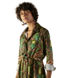 Shirt-Kleid Grüngrundig Mit Ethnomuster - Chemise Java