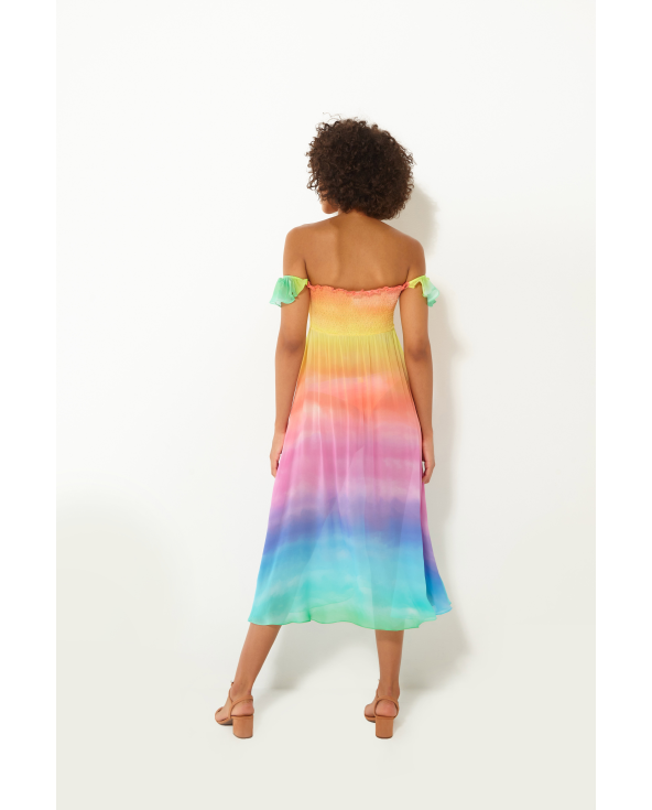 Vestido De Playa De Alta Gama Con Estampado De...