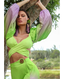 Button Pleat Skirt Lime