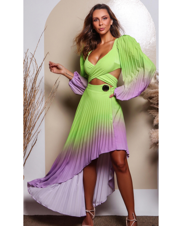 Button Pleat Skirt Lime