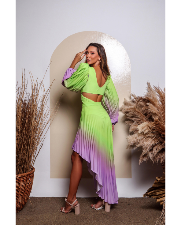 Button Pleat Skirt Lime