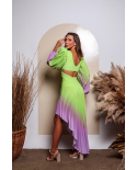Button Pleat Skirt Lime