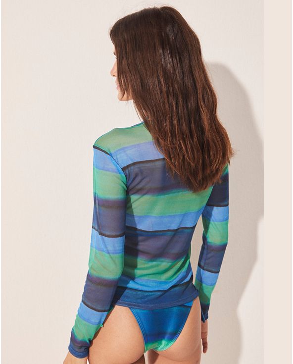 Blusa Manga Longa Listrado Espelho D Agua
