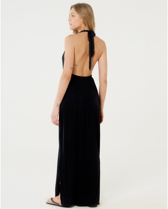 Vestido Saida Duo Liso Preto Mistica