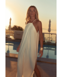 White Halterneck Detailed Dress