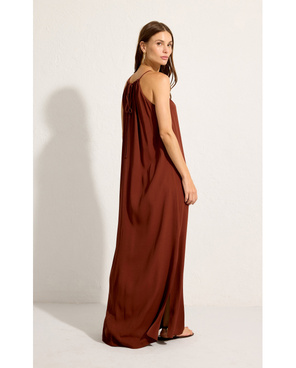 Cappucino-Brown Square Detail Long Dress