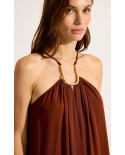 Cappucino-Brown Square Detail Long Dress