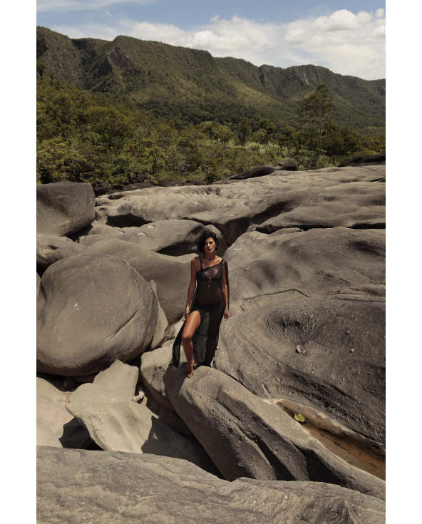 Preto Transparent Dress