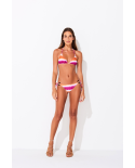 Slip Da Bikini Brasiliano Rosa E Arancio Effetto Tie-Dye Con Anelli - Bottom Side-Tie Paint Pink