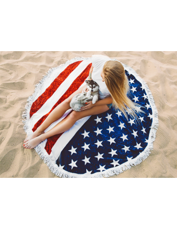 Pyöreä Rantapyyhe Hapsuilla, Usa:n Lippu - American Dreamer