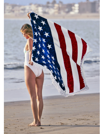 Pyöreä Rantapyyhe Hapsuilla, Usa:n Lippu - American Dreamer 2
