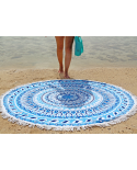 Toalha De Praia Redonda, Mosaicos Azuis - Vagabond