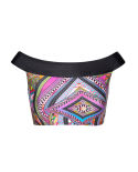 Multicoloured Top With Black Bardot Collar - Soutien Samarcanda Offshoulder