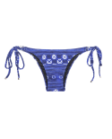 Blauw Bedrukt Tanga Bikinibroekje, Opzij Te Strikken - Calcinha Cool Jean Tri
