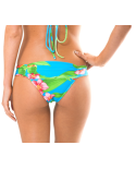 Wide-Sided Brazilian Bikini Bottoms With Tropical Flowers - Calcinha Aloha Cropped Faixa