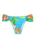 Blauw Gebloemd Broekje Met Brede Zijkanten - Calcinha Aloha Bandeau Franzida