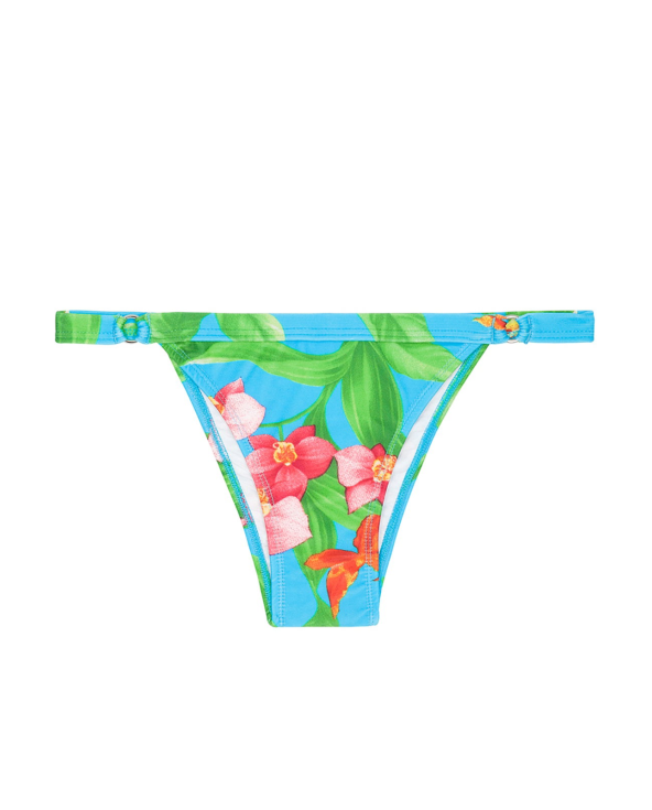 Blue Floral Bathing Tanga, Thin Edges -...