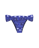 Donkerblauw Bedrukt Braziliaans Vast Bikinibroekje Met Brede Zijkanten - Calcinha Cool Jean New