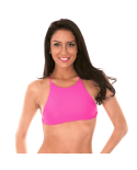 Haut De Bikini Crop Top Rose, Dos Croisé - Soutien Ambra Jupe Rosa Choque