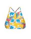 Top Crop De Baño Con Estampado Amarillo Y Espalda Cruzada - Soutien Canarinho Sporty