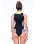 Yellow/Printed Sleeveless Surf Suit - Regata Neo Laranja