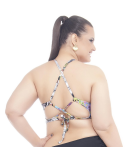 Blomstret Crop Bikini-Top Med Pynteremme, Plus-Size - Soutien Tamarindo