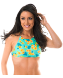 Bikini Crop Top Cross-Over Back&nbsp;Floral Design - Soutien Lei Sporty