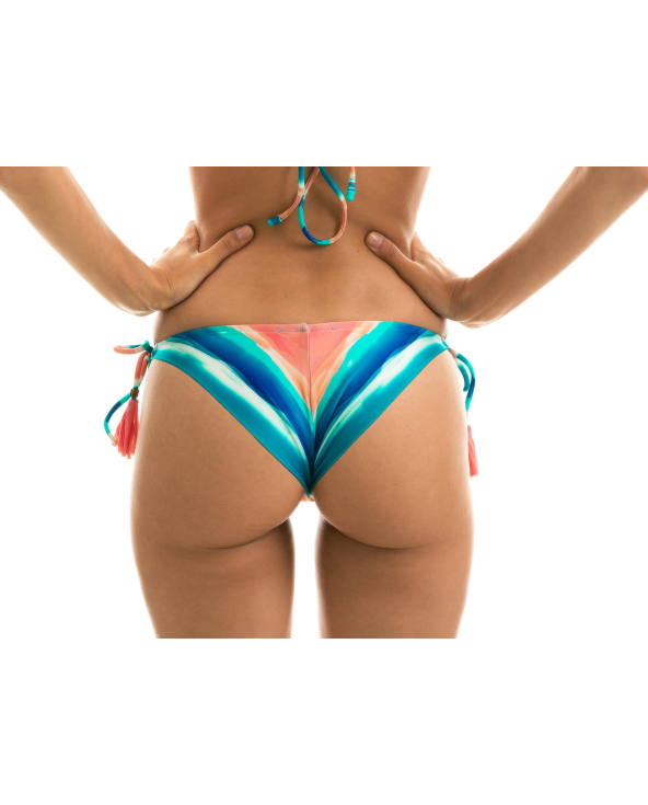 Blue & Coral Side-Tied Bikini Bottom - Bottom...