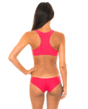 Parte Superior De Bikini Top Crop Con Espalda De Nadadora En Rosa Oscuro - Soutien Sporty Frutilly