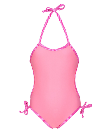 Roze Babyzwempakje Met Gestreepte Randjes - Panterinha