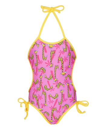 Roze Babyzwempakje Met Giraffenmotief - Girafinhas