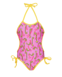 Costumino Da Bambina, Rosa, Con Giraffe - Girafinhas