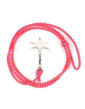 Pink Braided Bracelet With A Plam Tree Clasp - Bracelet...