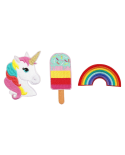 Sett Med 3 Skilt: Enhjørning / Iskrem / Regnbue - Badges Sweet Tooth