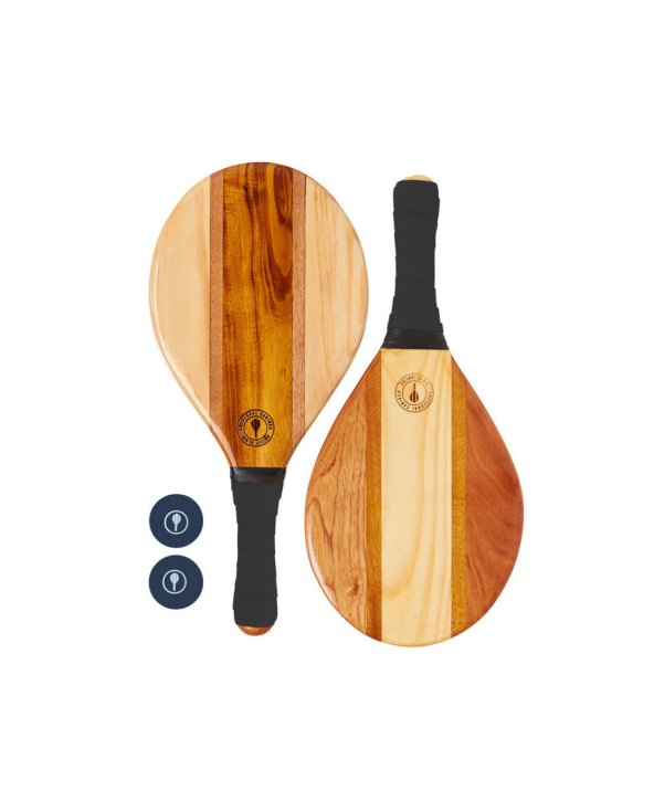 Black Neoprene Wooden Frescobol Rackets -...