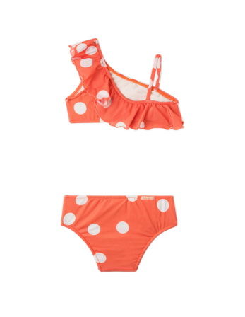 Maillot Deux-Pièces Fille Orange À Pois Et Volants -... 2