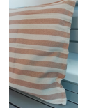 Funda De Almohada De Algodón En Rayas Beige Con Cremallera - Listrado Casal Bege