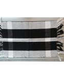 Toallita De Mesa Blanco Y Negro Con Flecos. - Jogo Americano Compacto