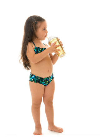 Bikini Negro Y Azul De Top Bandeau Para Niñas - Luce Kids