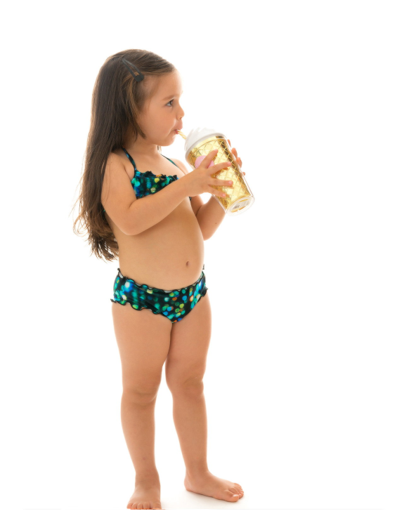 Bikini Bandeau Fille Imprimé Bleu/Noir - Luce Kids